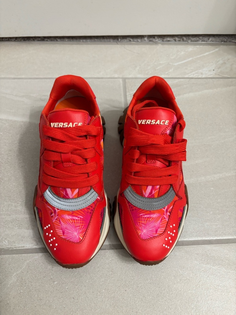 Versace Red and Pink chunky Sneakers